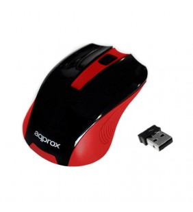 RATÓN ÓPTICO INALÁMBRICO APPROX APPWMER ROJO - 2.4GHz - 1200DPI - ACELERACION 10G - ALCANCE 6-10M - NANO RECEPTOR USB