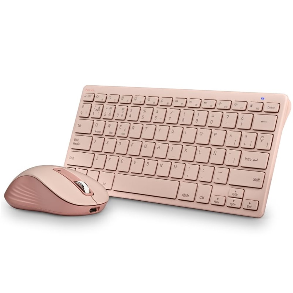 Teclado y Ratón Inalámbricos NGS Fantasy Kit/ Rosa/ Frances