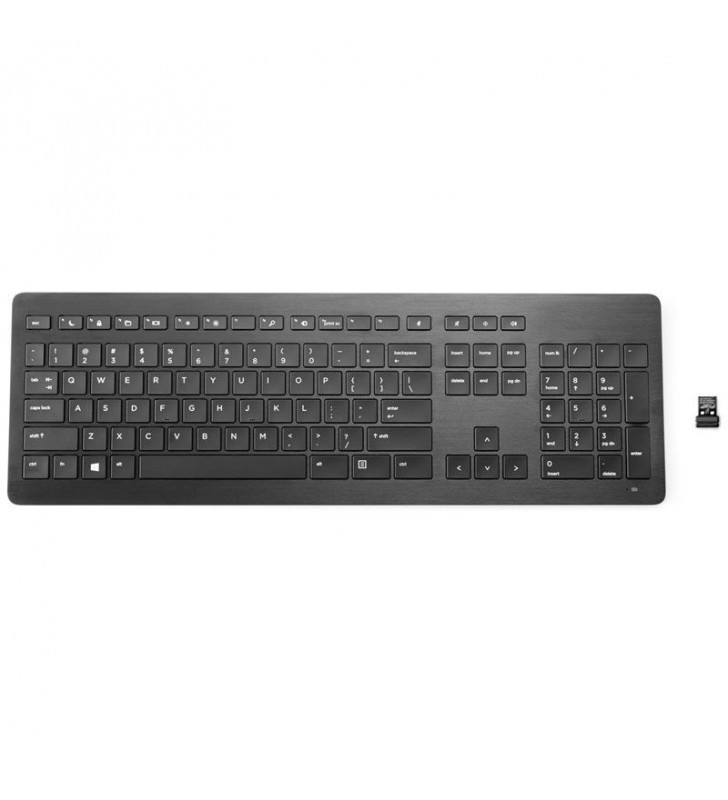 TECLADO INALÁMBRICO HP PREMIUM NEGRO - 2.4GHZ - NANO RECEPTOR USB - INTERRUPTOR ENCENDIDO/APAGADO - BATERÍA