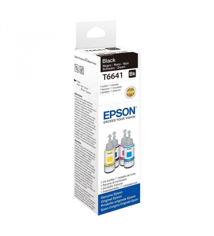 BOTELLA TINTA NEGRA EPSON T6641 - 70ML - COMPATIBLE CON ECOTANK ET-14000 / ET-2500 / ET-2550 / ET-4500 / L355 / L555