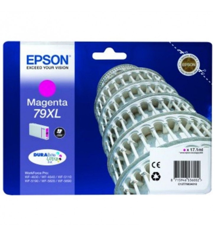 CARTUCHO TINTA MAGENTA EPSON 79XL - 17.1ML - TORRE DE PISA - PARA WF-4630DWF / 4640DTWF/ 5110DW / 5190DW / 5110DW / 5190DW / 562 CARTUCHO TINTA MAGENTA EPSON 79XL - 17.1ML - TORRE DE PISA - PARA WF-4630DWF / 4640DTWF/ 5110DW / 5190DW / 5110DW / 5190DW / 562