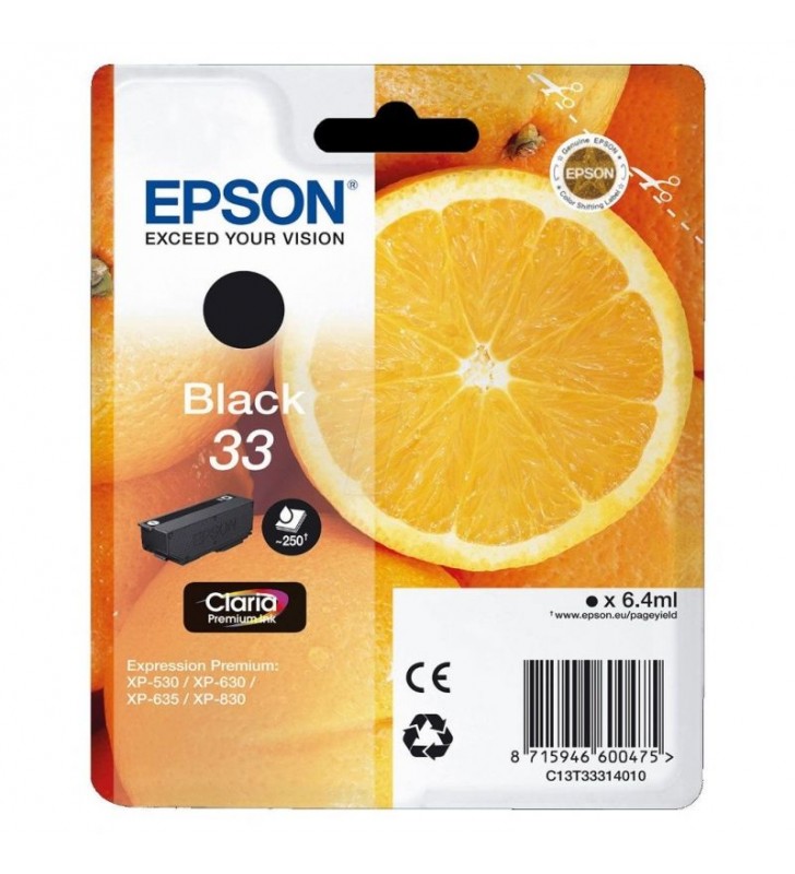 CARTUCHO NEGRO EPSON 33 CLARIA PREMIUM - 6.4ML - NARANJA CARTUCHO NEGRO EPSON 33 CLARIA PREMIUM - 6.4ML - NARANJA