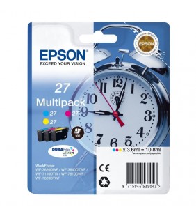 CARTUCHO TINTA EPSON MULTIPACK 27 10.8ML 3 COLORES ( AMARILLO / CIAN / MAGENTA ) - DESPERTADOR