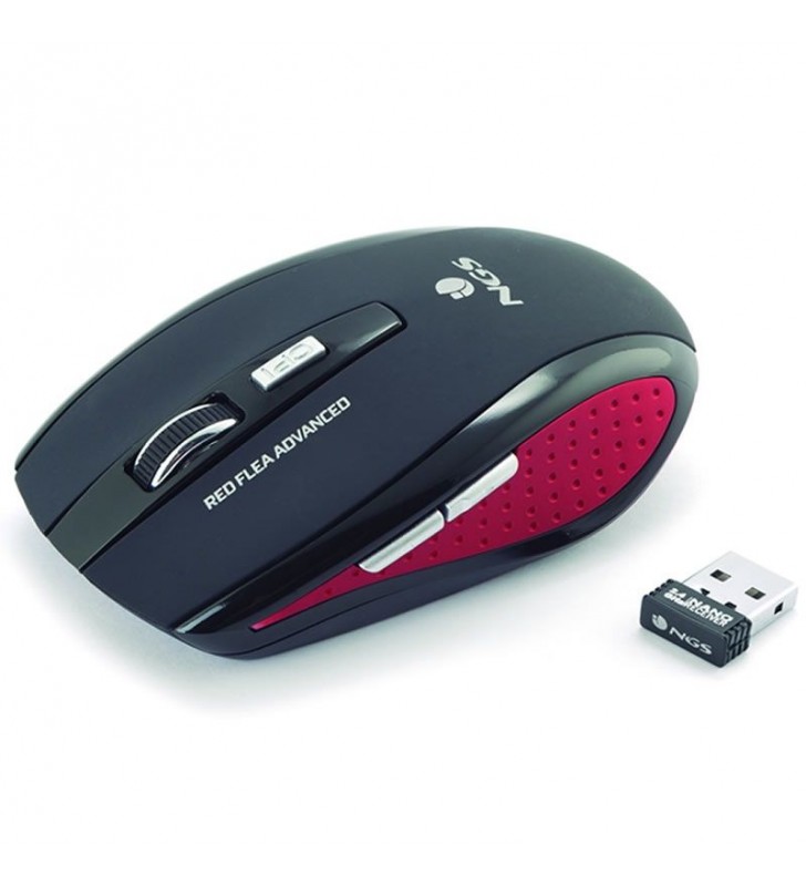 RATÓN MINI ÓPTICO INALÁMBRICO NGS RED FLEA ADVANCED - 800/1600 DPI - 2.4GHZ - 5 PULSADORES - RECEPTOR NANO USB - NEGRO / ROJO RATÓN MINI ÓPTICO INALÁMBRICO NGS RED FLEA ADVANCED - 800/1600 DPI - 2.4GHZ - 5 PULSADORES - RECEPTOR NANO USB - NEGRO / ROJO