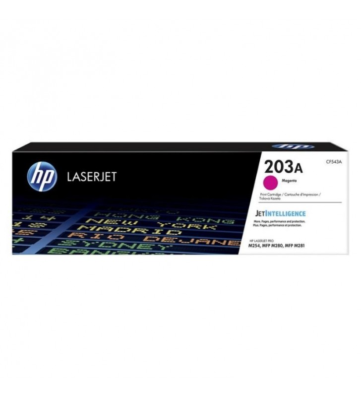 TONER MAGENTA HP CF543A - JETINTELLIGENCE - Nº 203A - 1300 PÁGINAS - COMPATIBLE CON LASERJET PRO M254/ MFP M280 / M281