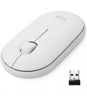 RATÓN INALÁMBRICO LOGITECH PEBBLE M350 BLANCO CRUDO - 1000DPI - 3 BOTONES - CONECTIVIDAD BT / 2.4GHZ -  NANO RECEPTOR USB - 1*AA
