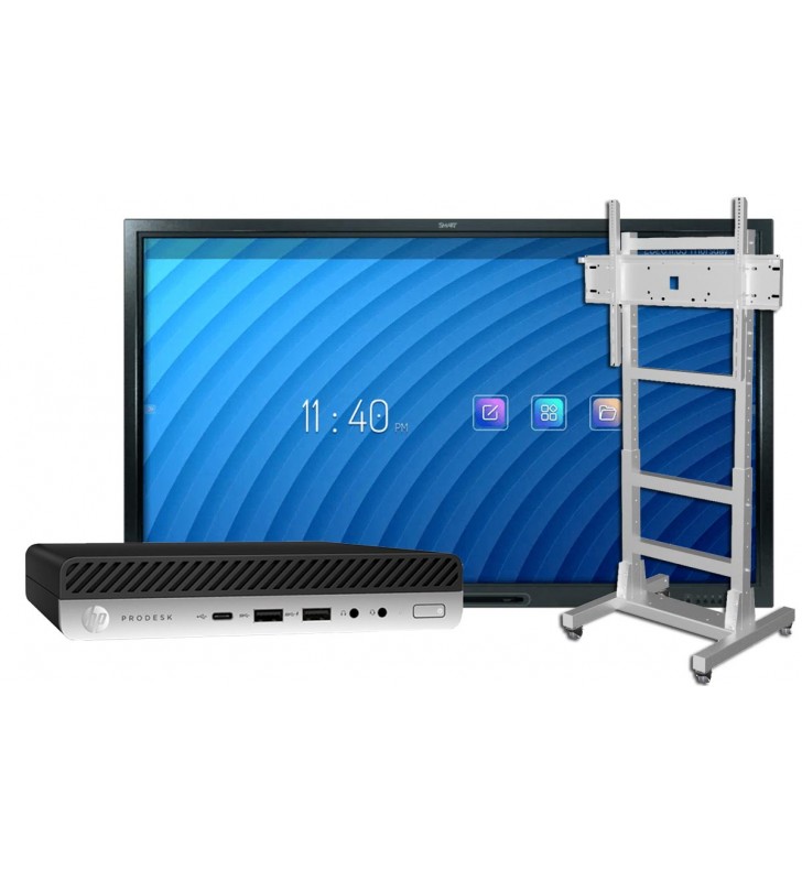 BUNDLE SMART Board GX65 + HP PRODESK 600 G3 Mini Desktop WIN 10 Educacion + SOPORTE MIF FLEX MOVIL BLANCO