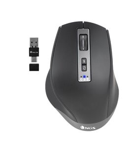 Ratón Inalámbrico NGS BLUR-RB/ Hasta 3200 DPI/ Negro