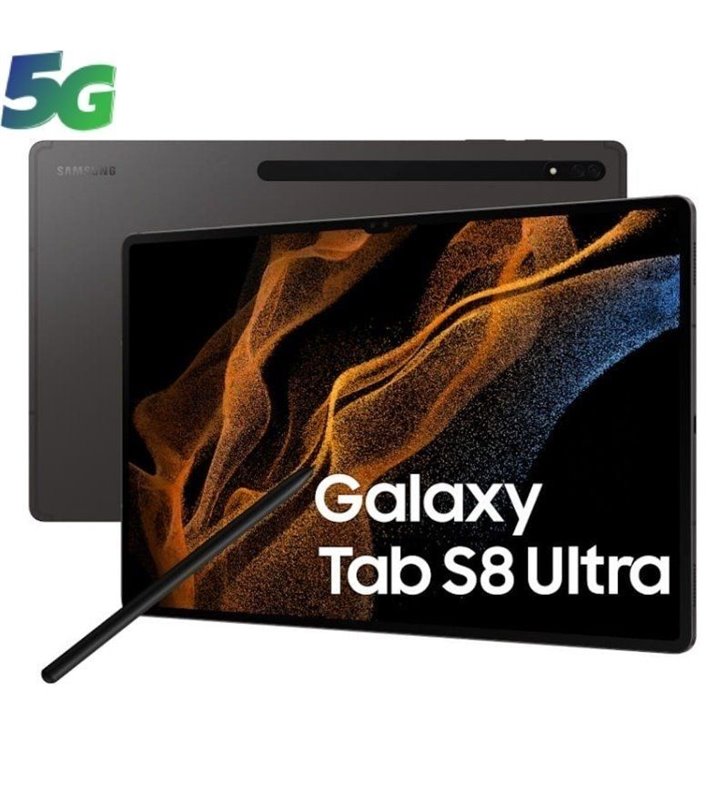 Tablet Samsung Galaxy Tab S8 Ultra 14.6'/ 16GB/ 512GB/ Octacore/ 5G/ Gris Grafito