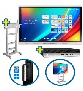 BUNDLE SMART Board MX265-V4-VO + HP ELITEDESK 800 G4 Mini Desktop WIN 11 Educacion + SOPORTE MIF FLEX MOVIL BLANCO