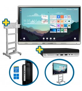 BUNDLE SMART Board MX275-V4-VO + HP ELITEDESK 800 G4 Mini Desktop WIN 11 Educacion + SOPORTE MIF FLEX MOVIL BLANCO
