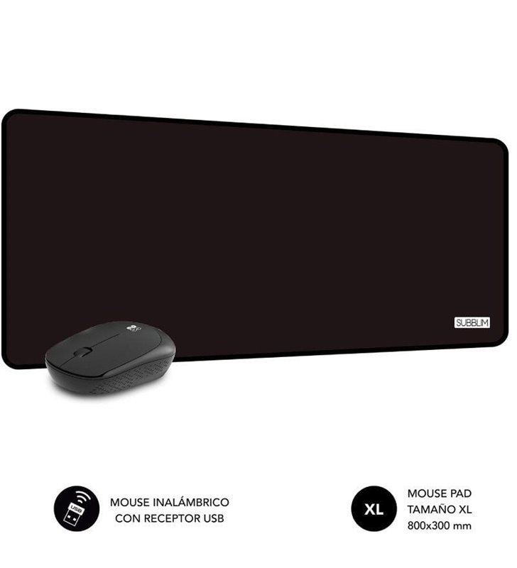 SUBBLIM - Alfombrilla con Ratón Harmony Pack Mousepad XL + Wireless Mouse  Purple