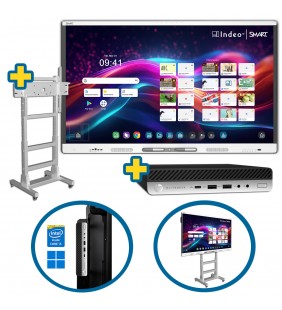 BUNDLE SMART Board MX265-V5 + HP ELITEDESK 800 G5 Mini Desktop WIN 11 Educacion + SOPORTE MIF FLEX MOVIL BLANCO
