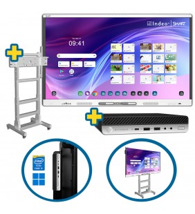 BUNDLE SMART Board MX275-V5 + HP ELITEDESK 800 G5 Mini Desktop WIN 11 Educacion + SOPORTE MIF FLEX MOVIL BLANCO