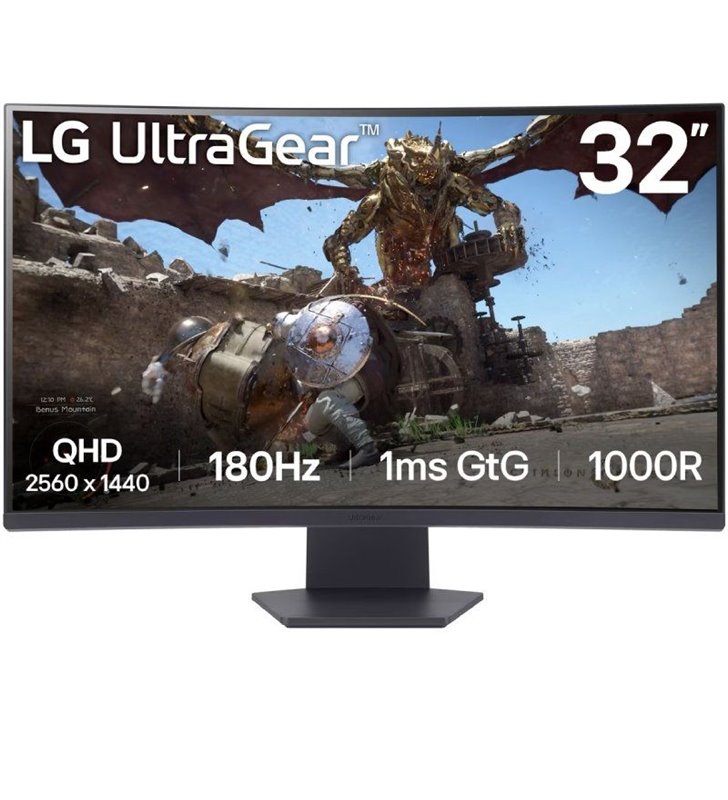 Monitor Gaming Curvo LG UltraGear 32GS60QC-B 31.5'/ QHD/ 1ms/ 180Hz/ VA/ Negro