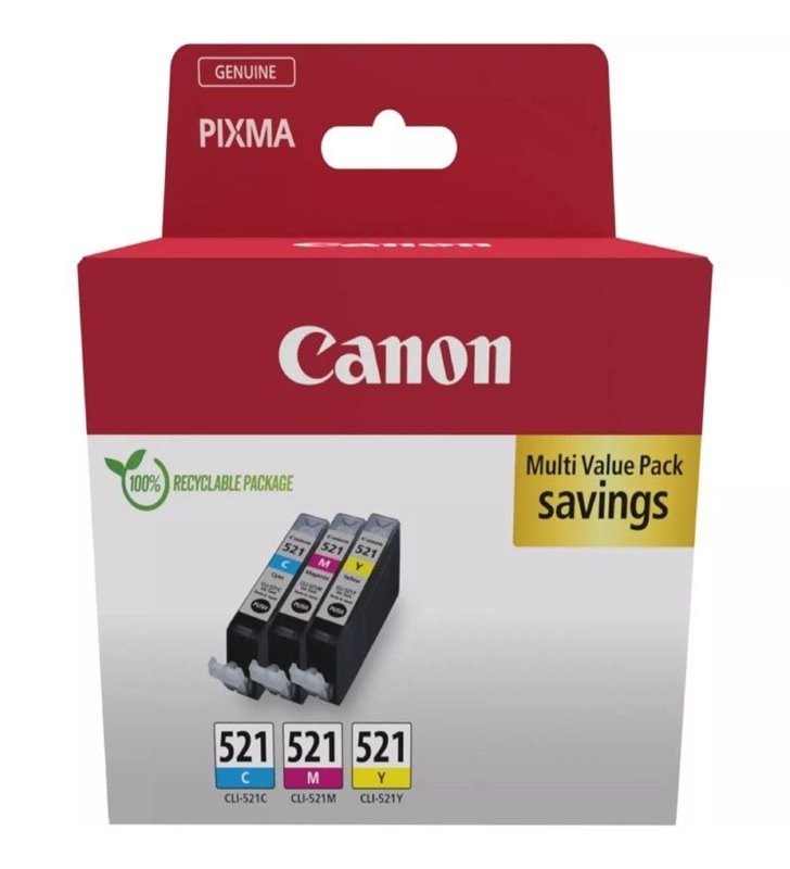 Cartucho de Tinta Original Canon CLI-521 Multipack/ Cian/ Magenta/ Amarillo