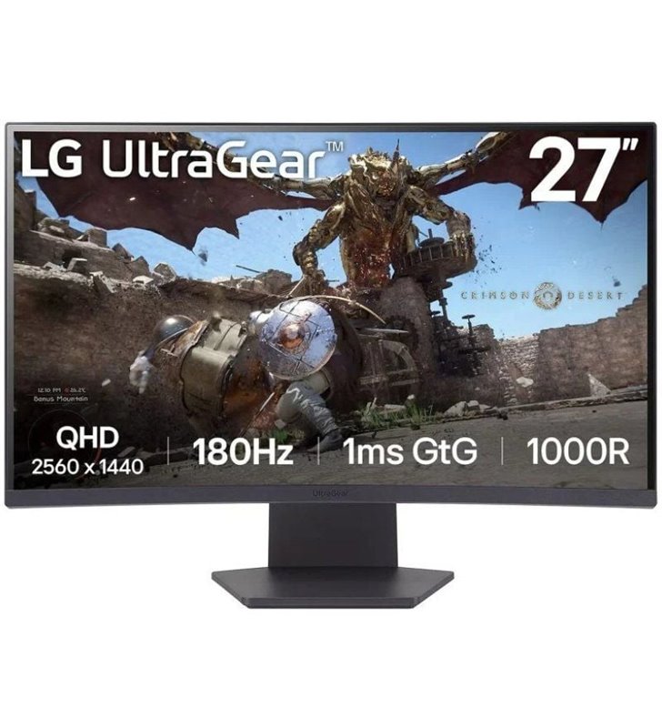 Monitor Gaming Curvo LG UltraGear 27GS60QC-B 27'/ QHD/ 1ms/ 180Hz/ VA/ Negro