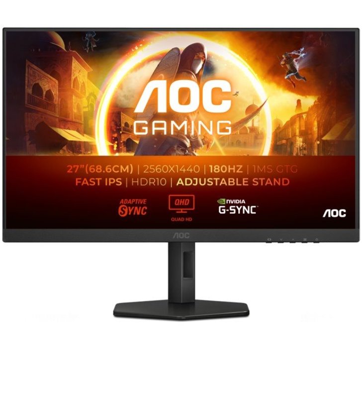 Monitor Gaming AOC Q27G4XF 27'/ QHD/ 0.5ms/ 180Hz/ IPS/ Regulable en altura/ Negro