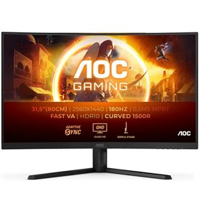 Monitor Gaming Curvo AOC CQ32G4VE 31.5'/ QHD/ 0.5ms/ 180Hz/ VA/ Negro