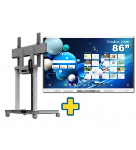 SMART Board MX286-V5 86" + SOPORTE F-100 BLANCO PANTALLAS INTERACTIVAS 32 - 95 MAX 100KG MOVIL ELÉCTRICO