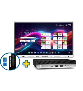 SMART Board MX265-V5 65" + ORDENADOR HP PRODESK 600 G5 I5-9500T 8GB NVME 256GB WIFI Mini WIN 11 PROF. 64BIT EDUCACION OCASIÓN