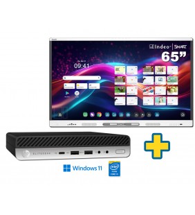 SMART Board MX265-V5 65" + ORDENADOR HP ELITEDESK 800 G4 I5-8500T 16GB NVMD 256GB WIFI Mini WIN 11 PROF. 64BIT EDUCACION OCASIÓN