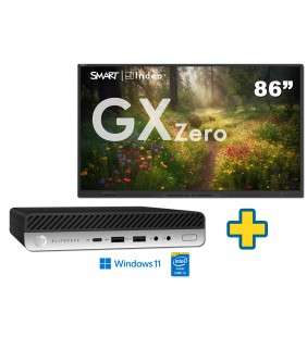 SMART Board GX086-V3 86" + ORDENADOR HP ELITEDESK 800 G4 I5-8500T 16GB NVME 256GB WIFI Mini WIN 11 PROF. 64BIT EDUCACION OCASIÓN