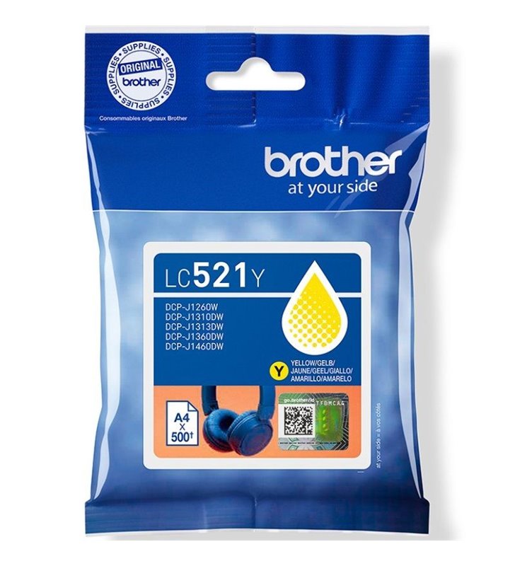 Cartucho de Tinta Original Brother LC521Y/ Amarillo