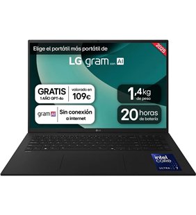 Portátil LG Gram 17ZD90T-G.AX78B Intel Core Ultra 7-255H/ 16GB/ 1TB SSD/ 17'/ Sin Sistema Operativo