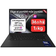 Portátil LG Gram 14ZD90U-G.AX85BN Intel Core Ultra 7-355/ 32GB/ 512GB SSD/ 14'/ Sin Sistema Operativo