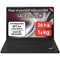Portátil LG Gram 16UD55U-G.AX85BN Ryzen AI 7 445/ 32GB/ 512GB SSD/ 16'/ Sin Sistema Operativo